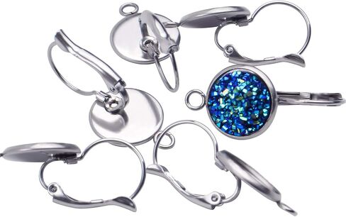 Earring Cabochon Settings, 20pcs French Lever Back Hoop Earrings with Cabochon Tray Blank Base for Earring Designs Jewelry Making,13 * 18mm in Saudi Arabia