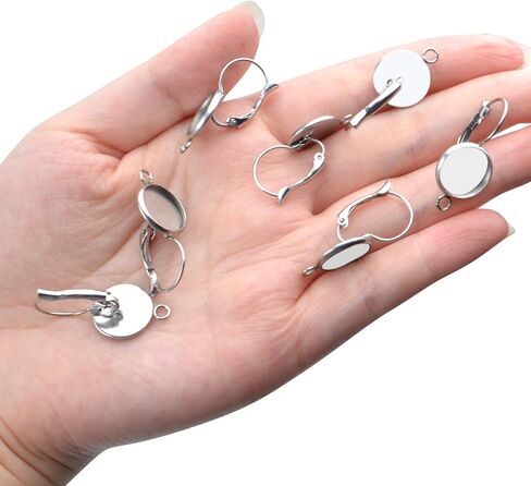 Earring Cabochon Settings, 20pcs French Lever Back Hoop Earrings with Cabochon Tray Blank Base for Earring Designs Jewelry Making,13 * 18mm in Saudi Arabia