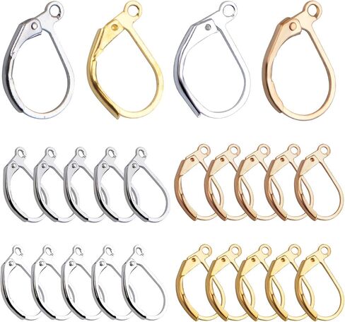 Earring Cabochon Settings, 20pcs French Lever Back Hoop Earrings with Cabochon Tray Blank Base for Earring Designs Jewelry Making,13 * 18mm in Saudi Arabia