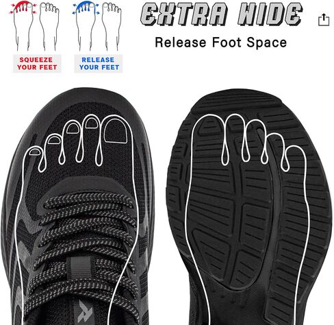 Wide Toe Box Sneakers for Women - Extra Wide Width Lightweight Running Shoes, Breathable Walking Tennis Shoes with Arch Support and Non-Slip Rubber Outsole in Kuwait