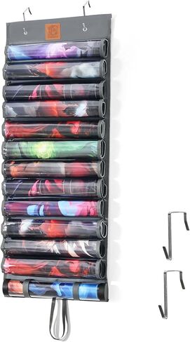 كيس تخزين Kabinka Playmat ، علبة منظمات معلقة لـ MTG Playmats مع 2 خطاف ، تناسب 12+1 بطاقة حصيرة لعبة مع فتحات بلاستيكية شفافة ، حامل محمول لـ TCG/RPG Play Mat (12 أنبوب ، أسود) in Kuwait