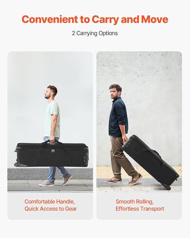 VEVOR Studio Equipment Trolley Case, 35.83 x 11.81 x 14 in / 91 x 30 x 35.5 cm, Rolling Camera Bag, Carrying Bag with Wheels Straps Padded Compartment Handle, for Light Stands, Tripods, Telescopes in Saudi Arabia