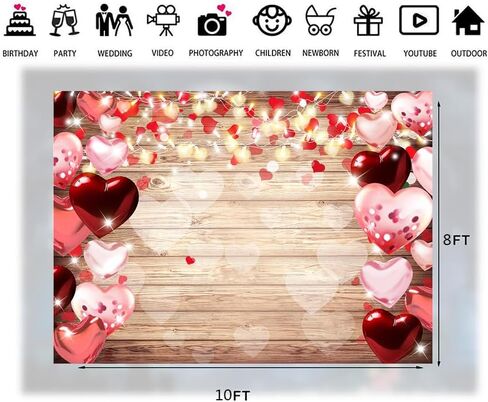LTLYH 7x5ft Valentine's Day Backdrop Valentine's Day Decorations Banner Valentines Mother's Day Backdrop Bridal Shower Wedding Party Supplies 246 in Kuwait