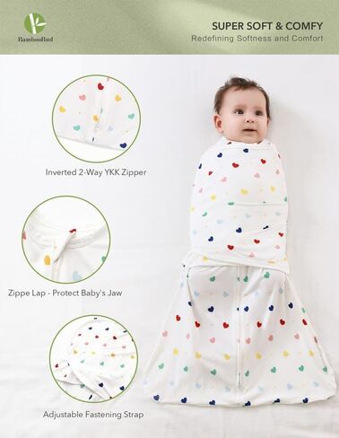 Organic Baby Swaddle Sleep Sacks Newborn Swaddles Blanket Boys Girls Essentials Wearable Wrap, Heart, 3-6Months in Kuwait