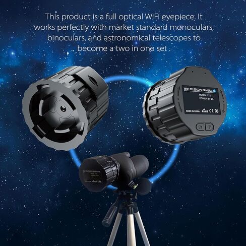 Telescope Camera, Digital Eyepiece Supports 2K Video Recording & 4MP Photos Built in Electronic Eyepiece Camera for 1.18‑1.97in Telescope, for Astrophotography, Bird Watching,White in Kuwait