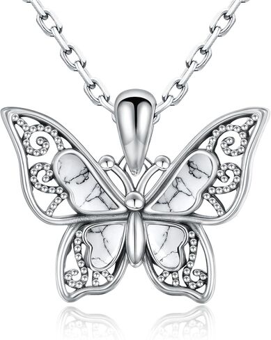 925-Sterling-Silver Turquoise Butterfly Necklaces for Women - Vintage Oxidized Butterfly for Friends Pendants, Exquisite Necklace to Gift Her for Christmas, Thanksgiving, and Birthdays for Her in Kuwait