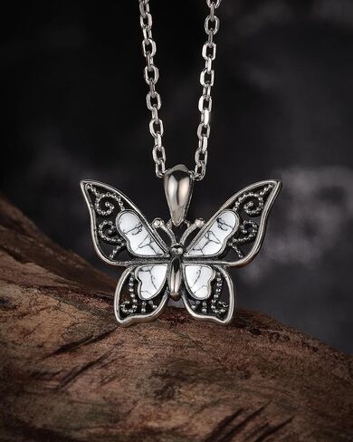 925-Sterling-Silver Turquoise Butterfly Necklaces for Women - Vintage Oxidized Butterfly for Friends Pendants, Exquisite Necklace to Gift Her for Christmas, Thanksgiving, and Birthdays for Her in Kuwait
