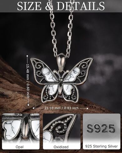 925-Sterling-Silver Turquoise Butterfly Necklaces for Women - Vintage Oxidized Butterfly for Friends Pendants, Exquisite Necklace to Gift Her for Christmas, Thanksgiving, and Birthdays for Her in Kuwait