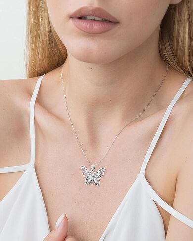 925-Sterling-Silver Turquoise Butterfly Necklaces for Women - Vintage Oxidized Butterfly for Friends Pendants, Exquisite Necklace to Gift Her for Christmas, Thanksgiving, and Birthdays for Her in Kuwait