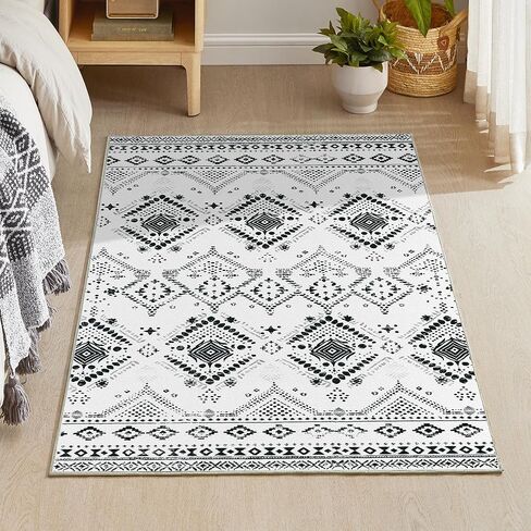SONGMICS HOME Area Rug, 2x3 ft Rug for Bedroom, Non-Slip Carpet, Home Decor, for Living Room, Machine Washable, Boho Style, Cappuccino Beige UTAR024K01V1 in Saudi Arabia