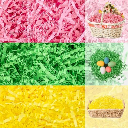 Gloreyan 3 Colors Halloween Crinkle Cut Paper Shred, Black Orange Purple Raffia Paper Sherd Filler Grass for Gift Wrapping Basket Filling Birthdays Weddings Party Supply（10.6 oz） in Kuwait