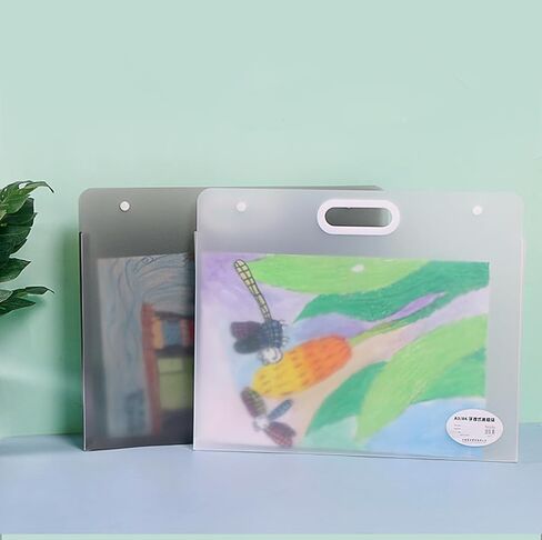 Shulaner Plastic Art Portfolio Folder with Handles17 x 14 inches Large Waterproof Artwork Storage Containers for Drawing Sketch Photography Poster Files Document, Gray and White in Saudi Arabia