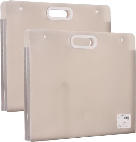 Shulaner Plastic Art Portfolio Folder with Handles17 x 14 inches Large Waterproof Artwork Storage Containers for Drawing Sketch Photography Poster Files Document, Gray and White in Saudi Arabia