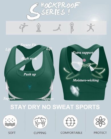 RUNNING GIRL Sports Bras for Women High Support,Seamless Ribbed Longline High Neck Sports Bra Racerback Padded Crop Top Yoga in Kuwait