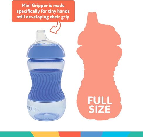 Nuby No Spill 6oz/180ml Mini Grip N' Sip Soft Silicone Spout Trainer Cup, 3 pack, Boys, 6m+ in Kuwait
