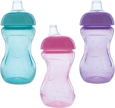 Nuby No Spill 6oz/180ml Mini Grip N' Sip Soft Silicone Spout Trainer Cup, 3 pack, Boys, 6m+ in Kuwait