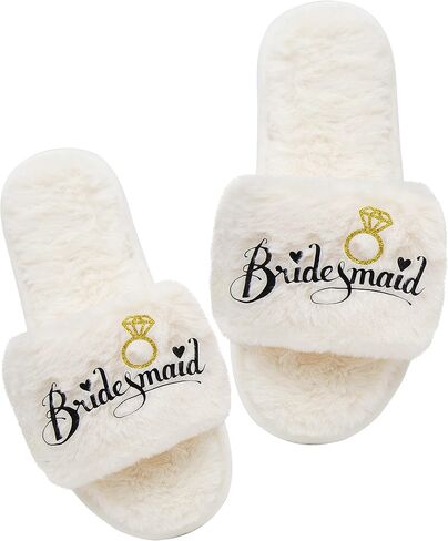 Women's Fuzzy Slippers Cross Band Memory Foam House Slippers Open Toe - MEDIUM, 2 Pairs in Kuwait