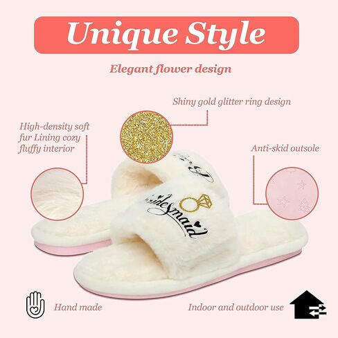 Women's Fuzzy Slippers Cross Band Memory Foam House Slippers Open Toe - MEDIUM, 2 Pairs in Kuwait