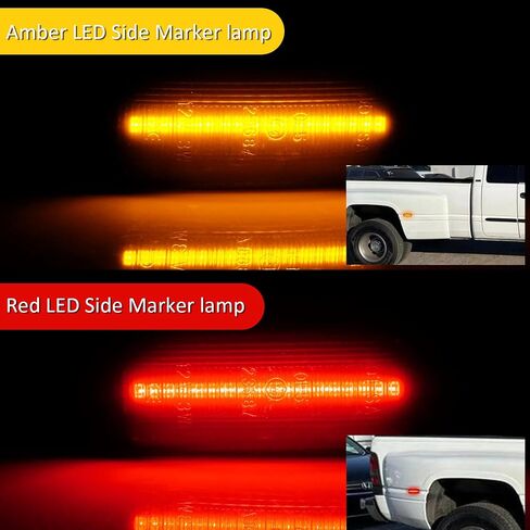 Bestview LED مصابيح تحديد جانبية مزدوجة لـ 2010-2018 Dodge Ram 2500 3500، عدسات دخان كهرمانية وحمراء، ملحقات مجموعة مصابيح إشارة الانعطاف الأمامية والخلفية، عدسات شفافة (عبوة من 4) in Kuwait