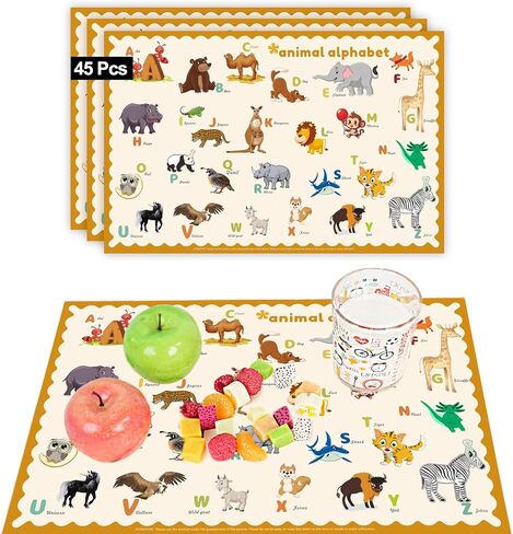 15 حزمة يمكن التخلص من المفارش للطفل ، لطيف ABC حيوانات صغيرة من طراز صغير 12 "x18" ملجمة طاولة الطاولة للحفل in Kuwait