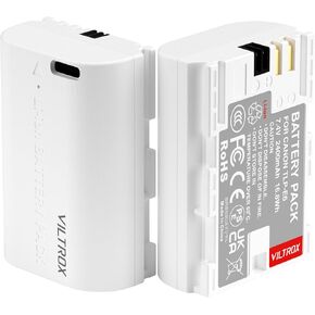 VILTROX LP-E6 LP-E6N Camera Battery, 7.4V 2400mAh 16.8Wh, USB-C Fast Charging, Rechargeable Camera Battery Compatible with Canon Camera EOS R5 R6 R6II R7 5D II III IV 6D 6DII 70D 80D 90D