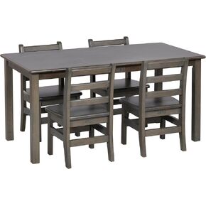 ECR4Kids 24in x 48in Rectangular Hardwood Table and Chair Set, 12in Seat Height, Kids Furniture, Honey