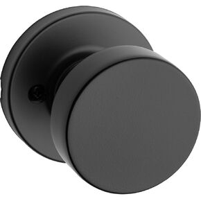 Kwikset Pismo Interior Passage Door Knob, Handle For Closet and Hallway Doors, Non-Locking Doorknob in Matte Black, with Microban Protection, Square Rose