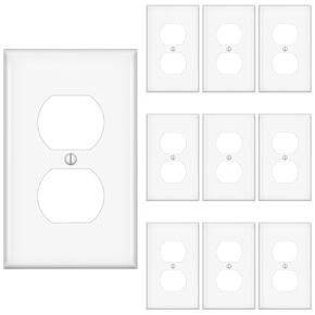 Duplex Outlet Covers, Wall Plate for Outlets, Electrical Outlet Cover Plates, Dual Receptacle Outlet Faceplate, Switch Plates and Outlet Covers, Electric Socket Plug Covers, White, 10 Pack