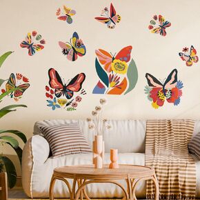 Colorful Butterfly Wall Decal Peel and Stick, Vinyl Wall Stickers, Wall Decor Art Home Decoration for Living Room Bedroom Nursery Playroom