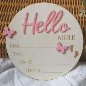 Baby Announcement Sign Hello World Newborn Sign Newborn Baby Birth Announcement Sign Wooden Newborn Photography Props Baby Shower Hospital Nursery 5.9 Inch (White Love)