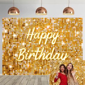Pink Flash Square Photography Backdrop Hot Pink Happy Birthday Glitter Shinning Sequin Wall Panels Shimmer Wall Background for Girls Woman Birthday Party Decorations Banner (Pink, 7X5FT(82x59inch)) in Kuwait