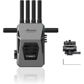 Accsoon CineView Master 4K Wireless Video HDMI Transmitter and Receiver, 4K60FPS, 2.4Ghz+5Ghz+6GHz Tri-Band Transmission, 25 ms Latency 8202ft/2.5km Range, 1 iOS Wired + 4 Wireless Connections (TX+RX)