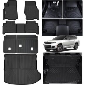 Floor Mats & Trunk Mat for Hyundai KONA 2024 2025 (No Electric Model),TPE All Weather Protection 1st & 2nd Row Car Floor Liners Front & Cargo Liners Accessories-Black