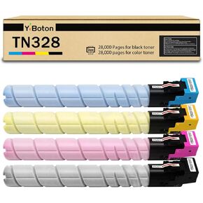 High Yield TN328 TN626 TN330 TN628 TN328K TN328C TN328M TN328Y Toner Cartridge Compatible for Konica Minolta Bizhub C300i C360i C250i C7130i C450i C550i C650i Printer (4-Pack)