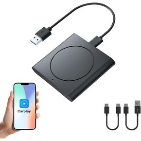 Wireless CarPlay Adapter for iPhone, 2025 Upgrade Version Bluetooth CarPlay Adapter, No Lag Multi-User Stable Connection Convert CarPlay from Wired to Wireless Plug and Play Radio for iPhone iOS 10+