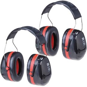 3M H10A Peltor Optime 105 Over the Head Earmuff, Ear Protectors, Hearing Protection, NRR 30 dB,Black, Red