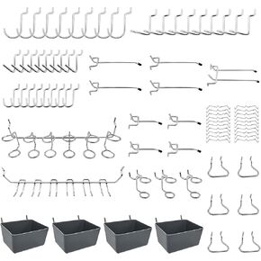 143pcs Pegboard Hooks, Pegboard Accessories Organizer Kit, 1/8 and 1/4 inch Pegboard Hooks Assortment, Peg Locks, Peg Board Bins, for Organizing Various Tools