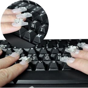ملصق لوحة المفاتيح المرتفع مع شارات رسائل للأظافر الطويلة ، 80 جهاز كمبيوتر لاصق من الناهضين لفن الأظافر الواقية من السيليكون اللزجة اللزجة من أجل ربطها والألعاب (أسطوانة شفافة) in Kuwait