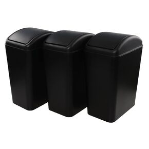 Vababa 3 Gallon Black Plastic Swing Top Trash Can, Small Slim Garbage Bin with Swing Lid
