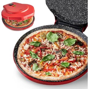 Countertop Pizza Maker, 1450W Mini Pizza Oven, Pizza Maker Oven With 12″ Non-Stick Ceramic Plate, Indoor Electric Pizza Oven for Crepes, Pancakes - Red