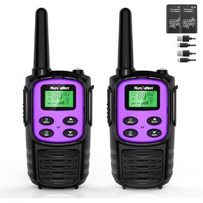 Walkie Talkies Long Range for Adult, MT10 Rechargeable Walkie Talkies FRS Two Way Radio, NOAA, 1200mAh Li-ion Battery USB-C Cable, LED Flashlight, VOX Walkie Talkie for Hiking Camping 2Pack