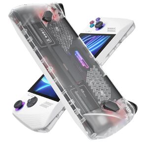 JSAUX RGB Transparent Back Plate for ROG Ally X, ROG Ally X Case with Silicone Grip and Cooling Module, ROG Ally X Accessories DIY Replacement Shell Compatible with ASUS ROG Ally X 2024
