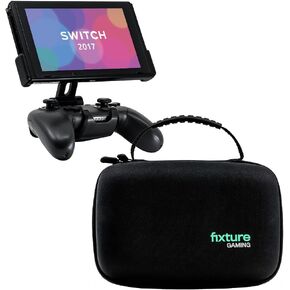 Fixture S1 Gaming Console Monitor and Controller Mount Compatible with Nintendo Switch and Pro Controller, Adjustable Video Game Holder Stand Clip, Gray