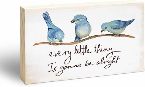 Rustic Pine Wood Block Sign - Every Little Thing Is Gonna Be Alright - Positive Wooden Plaque For Desk Top, Shelf, Living Room, Gift For Friends, Home & Office Decorations(3 X 5 Inches) - 39 in Saudi Arabia