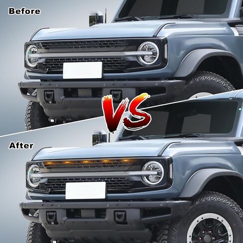 3 Pcs Grille Lights Compatible with 2021 2022 2023 2024 Ford Bronco Badlands, Wildtrak, Everglades 2/4-Door - LED Front Grille Lights Accessories with Harness & Fuse(Amber Light) in Saudi Arabia