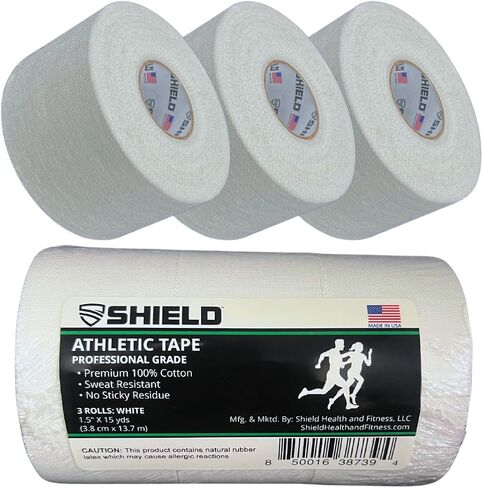 SHIELD | 3-Pack Black Athletic Tape – 1.5 Inches x 15 Yards - Made in USA, Easy Tear, Rigid, Very Strong. First aid, Injury- Athletic, Medical,Therapy Trainers in Saudi Arabia