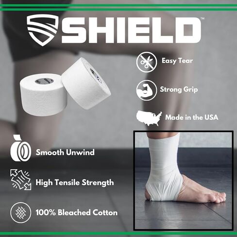 SHIELD | 3-Pack Black Athletic Tape – 1.5 Inches x 15 Yards - Made in USA, Easy Tear, Rigid, Very Strong. First aid, Injury- Athletic, Medical,Therapy Trainers in Saudi Arabia