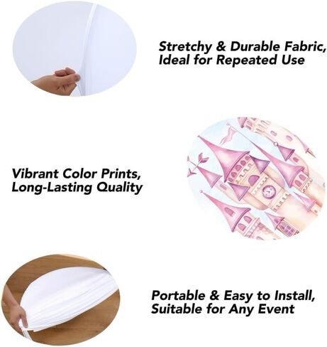 6.6FT Pink Castle Tower Arch Cover Round Arch Backdrop Chiara Fairy Tales for Birthday Party Baby Shower Decor Groovy(6.6x3.3ft,No Frame No Zipper) in Saudi Arabia
