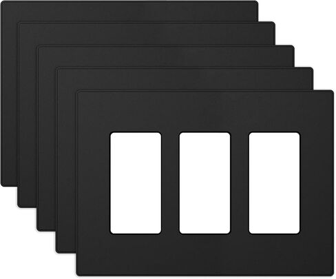 Elegrp 2 Gang Deviness Wall Plates ، غطاء لوحة حرارية غير قابلة للحجم غير قابلة للكسر لمفتاح منفذ مخرج أوعية الديكور ، مدرج UL (5 حزمة ، أسود غير لامع) in Kuwait