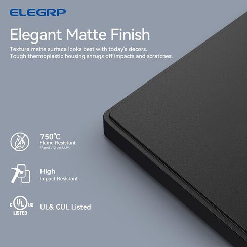 Elegrp 2 Gang Deviness Wall Plates ، غطاء لوحة حرارية غير قابلة للحجم غير قابلة للكسر لمفتاح منفذ مخرج أوعية الديكور ، مدرج UL (5 حزمة ، أسود غير لامع) in Kuwait